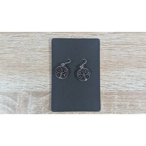 Tree of Life Dangle Earrings Silver Tone Round Nature Symbol Jewelry